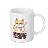 Cat Knitting Humor Design White Coffee Mug product